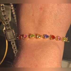 Gold plate multi stone bracelet no tarnish